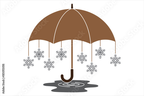 Snowflakes under umbrella