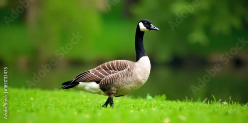 Canada Goose (Branta canadensis) on green grass. AI Generated Canada Goose (Branta canadensis) on green grass. AI Generated  AI