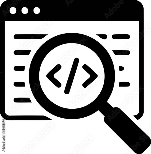 Examining code with magnifying glass
