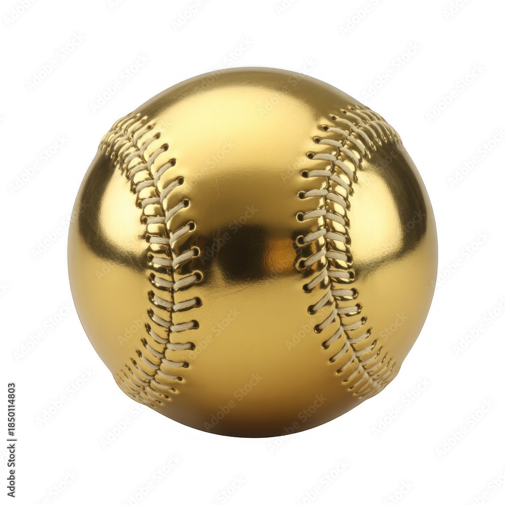 Fototapeta premium Golden baseball with stitching details gold baseball shiny baseball isolated on a transparent background