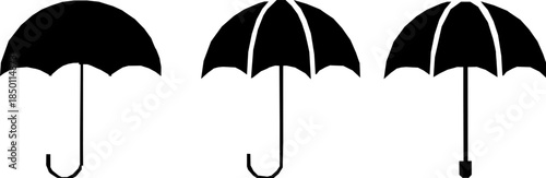 Set of Umbrella  vector icon in silhouette design. summer design concepts.
