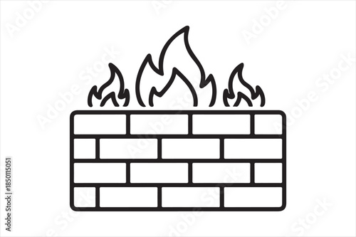 Flames rising from brick wall