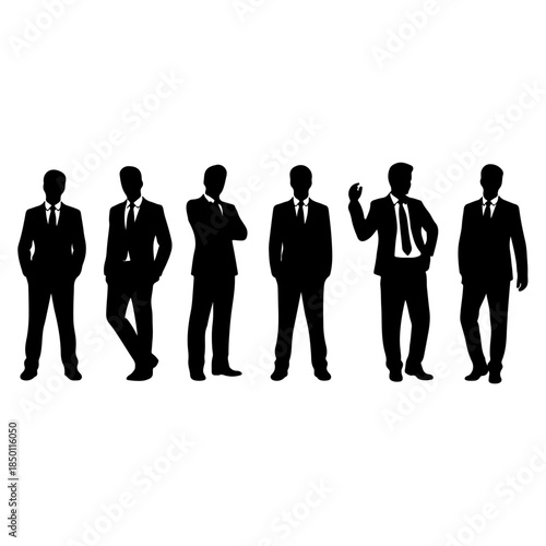Group of Business People Silhouettes – Teamwork, Leadership, and Corporate Culture