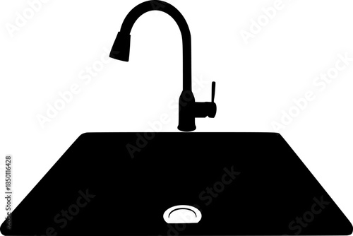 Kitchen Sink Faucet Plumbing Vector Icon Illustration
