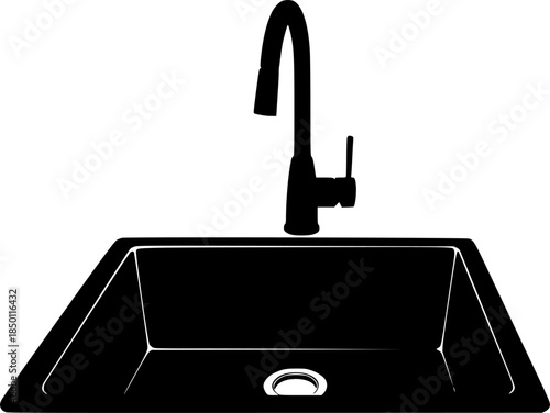 Kitchen Sink Faucet Plumbing Vector Icon Illustration
