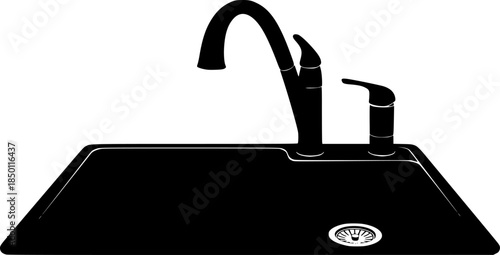Kitchen Sink Faucet Plumbing Vector Icon Illustration
