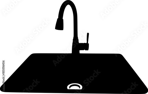 Kitchen Sink Faucet Plumbing Vector Icon Illustration
