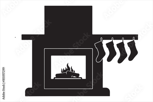 Cozy fireplace with stockings