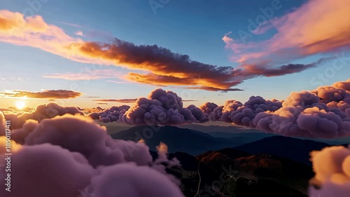 Wallpaper Mural Majestic sunset over vibrant clouds painted with orange and purple hues. Torontodigital.ca