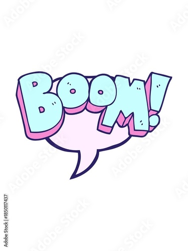 bob and pause animation of freehand drawn speech bubble cartoon boom