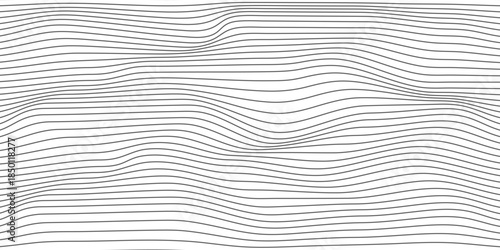 Abstract black wavy lines background - Black countour flow on white background. Digital modern design. Vector illustration. eps10 edition