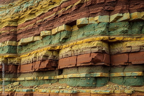 Layered Sedimentary Rock Strata Texture with Natural Stone Patterns