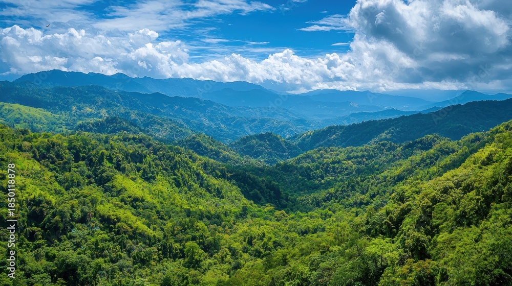 Fototapeta premium Mountain range landscape under sunny sky