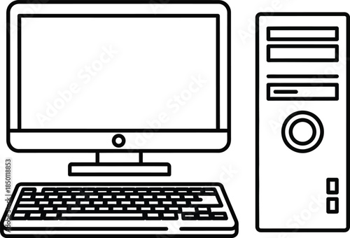 Computer icon vector, PC illustration art design