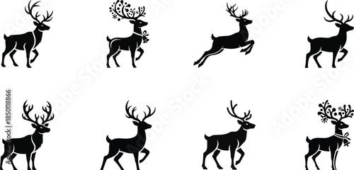 Majestic Reindeer and Stag Silhouette Vector Collection