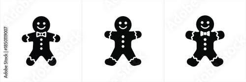 Gingerbread Man Cookie Christmas Silhouette Vector Set