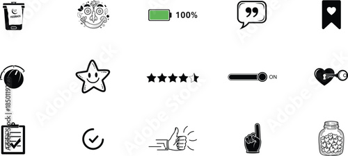 Collection of various icons and symbols