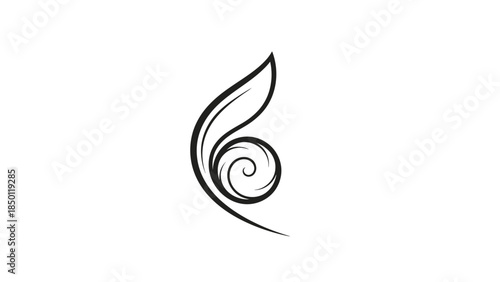 Elegant Swirl Leaf Design Abstract Symbol.