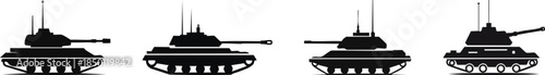 Tank silhouette icon rendered in bold black lines with simplified modern military emblem appearance
