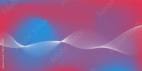 Red and blue gradations with smooth transition with sound wave digital design
