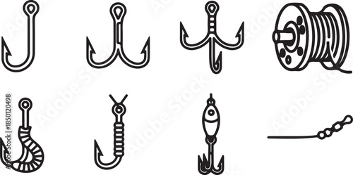 Fishing hooks and tackle illustrations