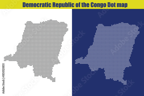 Democratic Republic of the Congo dot map with dotted style Circle dot map Democratic Republic of the Congo outline black and white silhouette