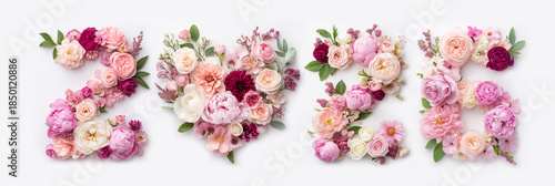 2026 Happy New Year flower greeting card.