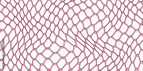 Red black nets like a AC Milan, sport concept nets. Seamless wavy pattern for sportswear or soccer goal, volleyball net, basketball hoop, cricket design