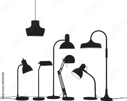 Floor and Desk Lamps Silhouette Set