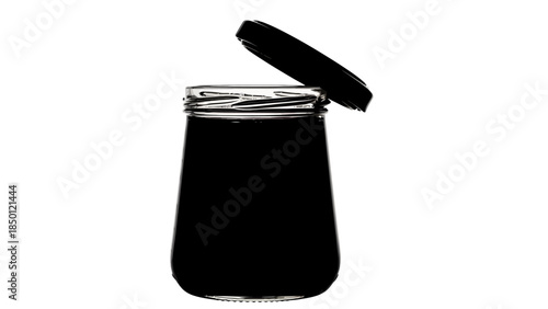 Glass jar filled with dark liquid and lid slightly ajar.