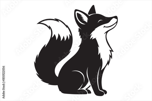 Black and white fox silhouette