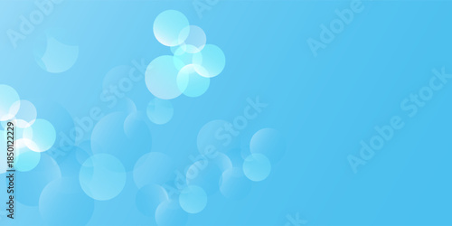 Abstract geometric circles gradient soft blue light bokeh graphic background. Modern futuristic design, Minimalist pastel color banner poster wallpaper. Vector illustration