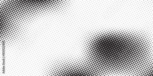 Black-white gradient halftone dots background. Pop art in vector illustration for your creative design .eps10
