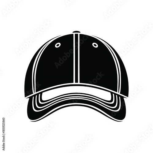 Baseball Cap Silhouette Icon Black Vector Hat Logo Illustration