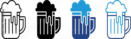 An icon of a cold beer glass with foam spilling over the sides, from the tradition of enjoying special craft beers at New Year