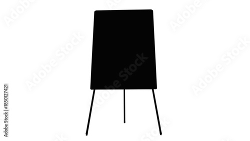 Blank black easel with a white background.