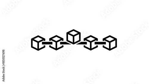 Blockchain technology network of connected cubes icon.