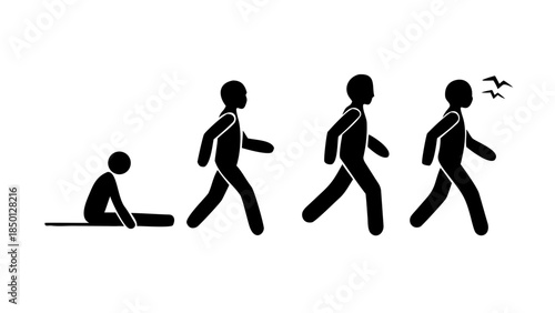 Peaceful silhouette of a person walking slowly with awareness, mindful movement and holistic wellness concept.
