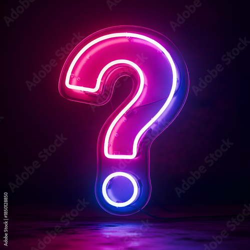Wallpaper Mural Neon Question Mark - Bright Glow & Mystery Concept Torontodigital.ca