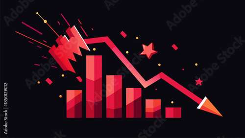 Modern business finance concept illustration showing market trends, strategy planning and economic g