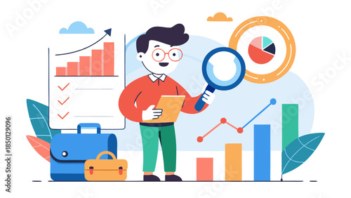 Modern business finance concept illustration showing market trends, strategy planning and economic g