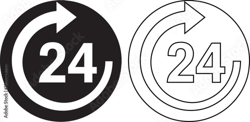24 Hour Service Icons Black and White.