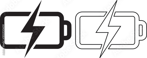 Battery Charging Icon Set Illustration.