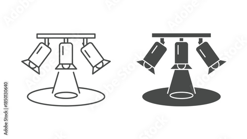 Spotlight icon set showing directed light source illumination
