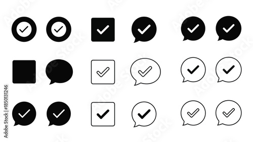 Checkmark icons in various filled and outlined shapes