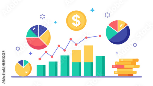 Corporate crisis illustration with declining market trend graphic