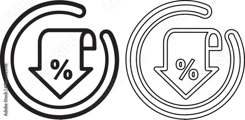 Discount Icon with Down Arrow Symbol.