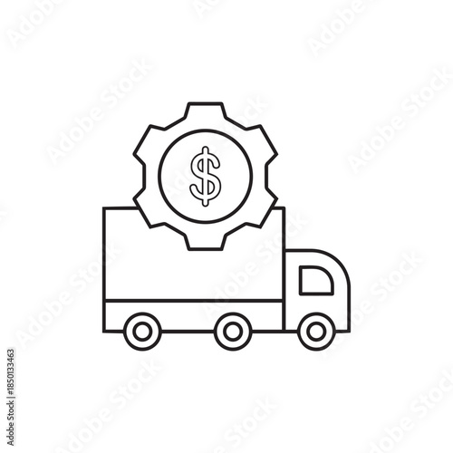 Business and finance neumorphic style vector icon Truck, dollar neumorphic style vector icon