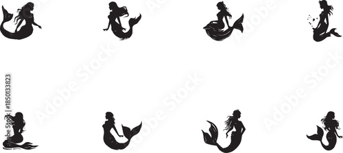Collection of Stylized Mermaid Silhouettes