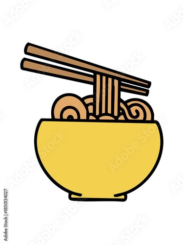 jiggle motion animation of large bowl of noodles with chopsticks